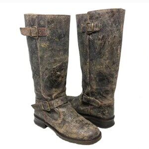 Steve Madden Hacienda Tall Distressed Brown Leather Boots - Size 10